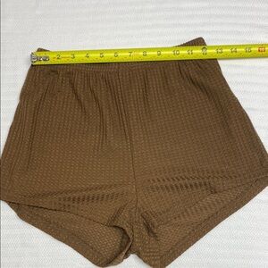 Shorts High Waist Waffle Weave Cottagecore Neutral Brown Size Medium